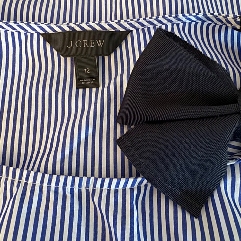 J.Crew Bow Shoulder Grosgrain Ribbon Striped Sleeveless Top Size 12 - Picture 10 of 13